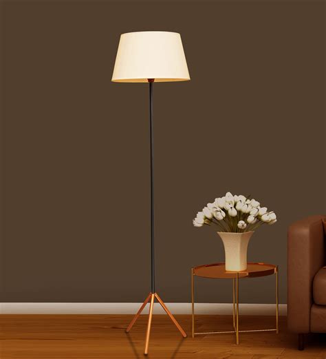 Buy Mizuko White Fabric Shade Tripod Floor Lamp With Metal Base At