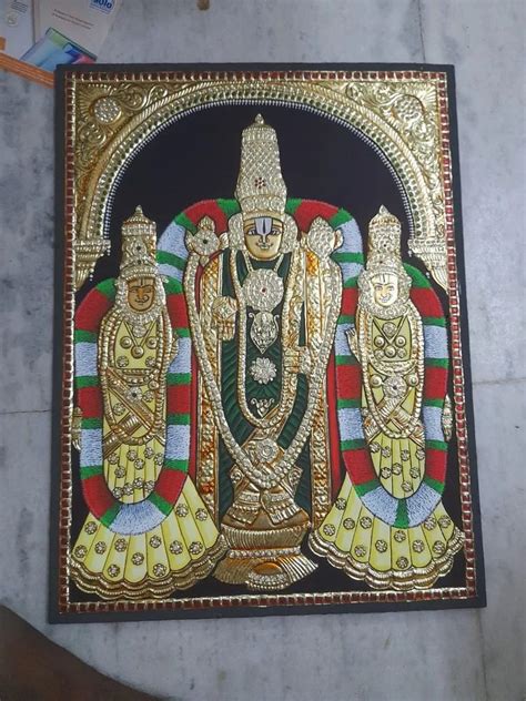 Matte Multicolor Lakshmi Venkateshwara Tanjore Painting Size 12 Inch