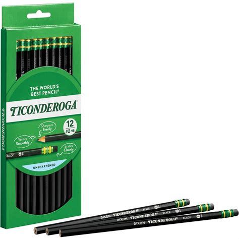 Ticonderoga Matte Black No2 Pencil 2 Lead Black Lead Black Wood