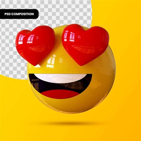 Premium Psd 3d Emoji Smiling Face With Heart Eyes Isolated For Social