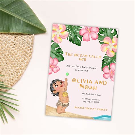 Moana Baby Shower Game And Canva Invitation Template Bundle Etsy