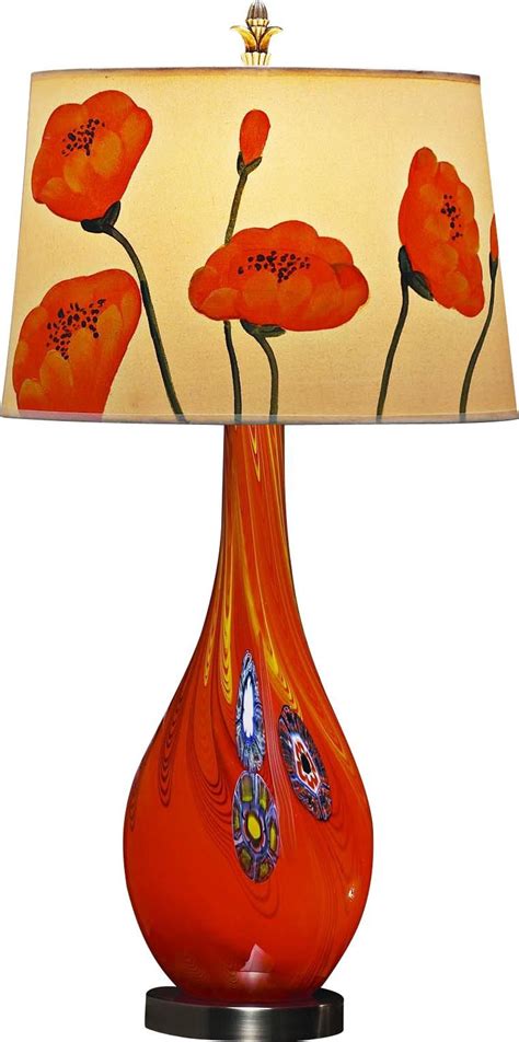 Orange Glow Poppy Shade Millefiore Art Glass Table Lamp Best Outdoor Lighting Best Wall