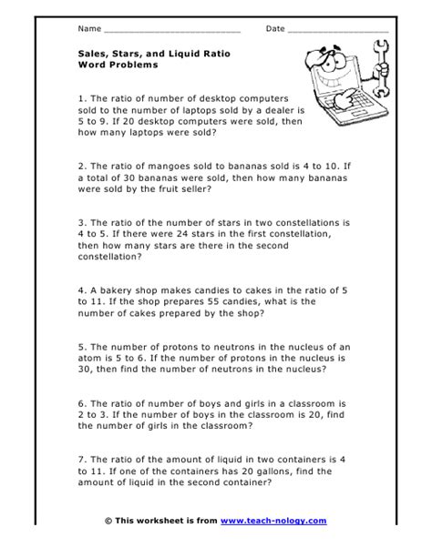 Ratio Word Problems Worksheets