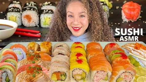 Eating Sushi Asmr Mukbang No Talking Raw Salmon Nigiri Salmon Belly