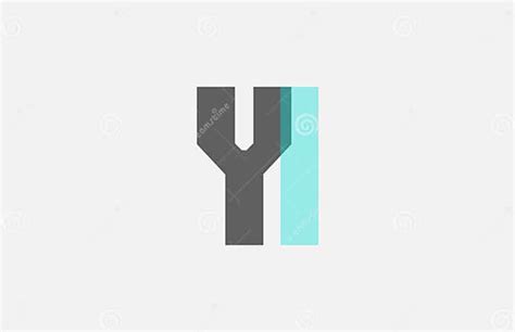 Grey Pastel Blue Alphabet Letter Combination Yi Y I For Logo Icon Design Stock Vector