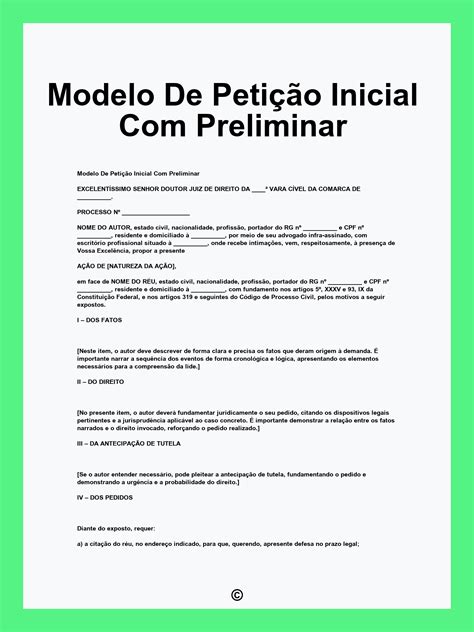 Modelo De Petição Inicial Com Preliminar