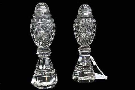 Vintage Bohemia Czech Glass Cut Crystal Salt And Pepper Shakers Made In