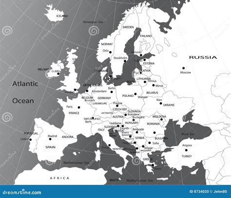 Map Of Europe Black And White Political