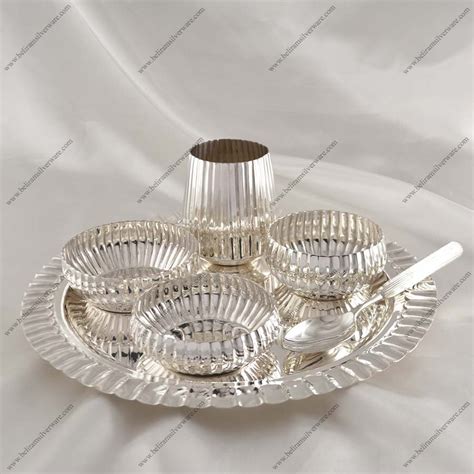 Scalloped Border Fluted Silver Dinner Set Pure Silver Dinner Set Price