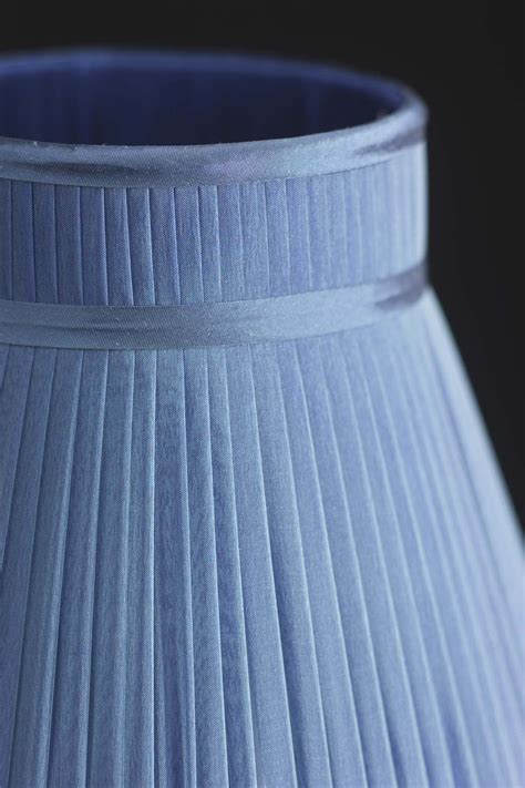 Amport Lamp Shade Hand Pleated In Blue Topaz Silk Chiffon Changeant