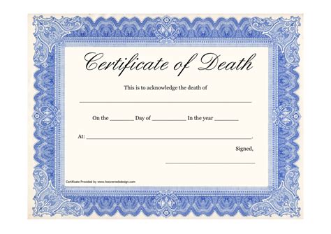 Certificate Of Death Template