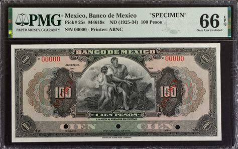 Mexico Banco De Mexico Pesos Nd P S Specimen Pmg