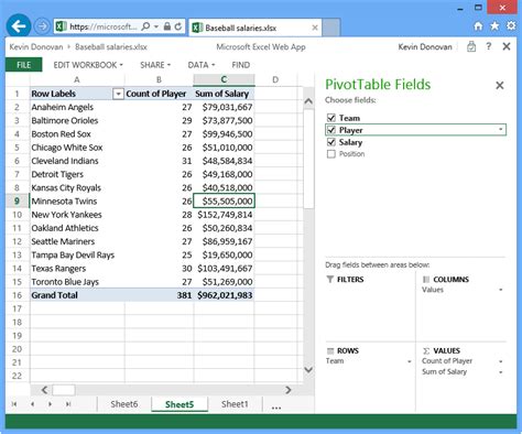 Field List And Field Well In The Excel Web App Microsoft 365 Blog