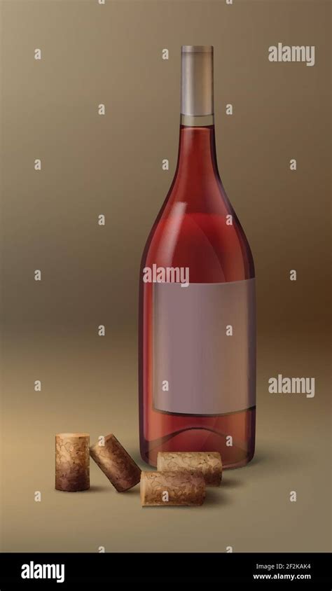 Vector Wine Bottle With Empty Label And Cork Isolated On Gradient