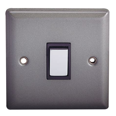 Holder 10a 2 Way Single Pewter Light Switch Departments Diy At Bandq