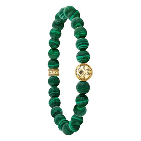 Bracelet Rebel Wolf Plaqué Or Jaune Malachite Thomas Sabo Ocarat