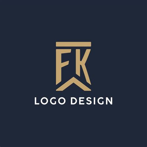 FK Initial Monogram Logo Design In A Rectangular Style With Curved