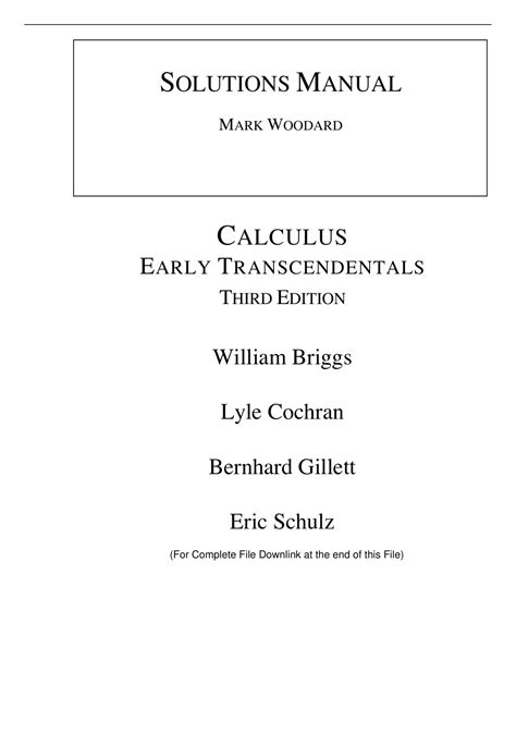 Calculus Early Transcendentals 3e William Briggs Lyle Cochran