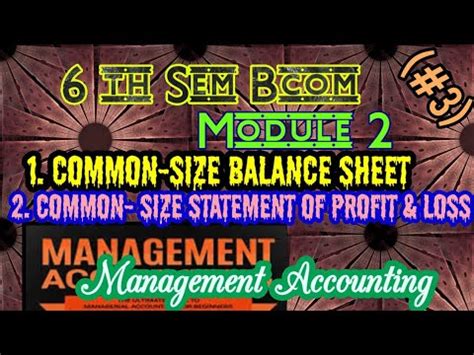 3 Management Accouting 6 Th Sem Bcom Common Size Financial