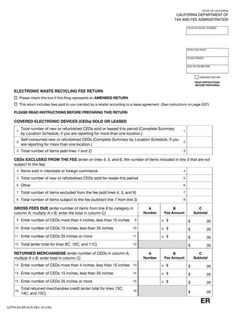 CA CDTFA 501 ER Former BOE 501 ER 2020 Fill And Sign Printable