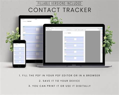 Printable Contact Tracker Template PDF, Digital Address Book, A4/A5/US ...