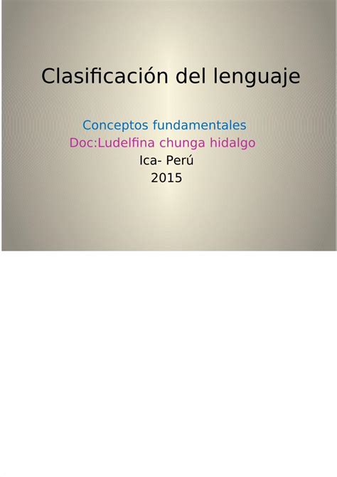 Pdf Clasificaci N Del Lenguaje Dokumen Tips