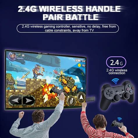 M8 vaizdo žaidimų konsolė 2 4 g dviguba belaidė rankenėlė Game Stick 4k