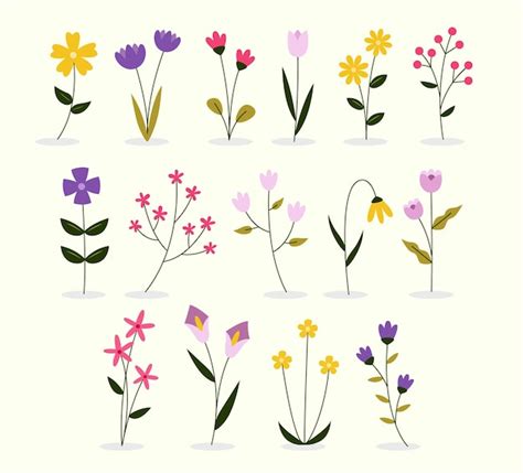 Premium Vector Spring Flower Element Vector Collection