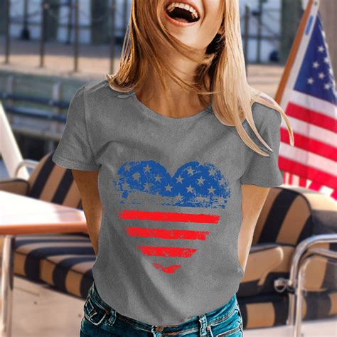 Towed22 Plus Size American Flag Shirt Women 4th Of July Tee Shirt Usa Stars Stripes T Shirt