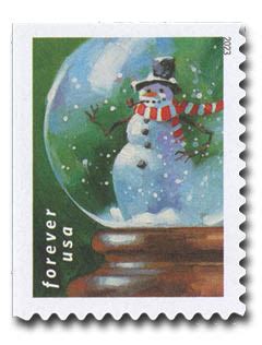 5816 2023 First Class Forever Stamp Christmas Snow Globes Snowman