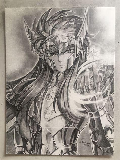 Saint Seiya Original Graphite Pencil Drawing Of Aquarius Camus Etsy