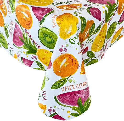 Newbridge Fresh Summer Fruits Vinyl Flannel Backed Tablecloth Bold And Colorful Tropical Fruit