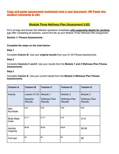 SOLUTION Copy Of 3 05 Wellness Plan Studypool