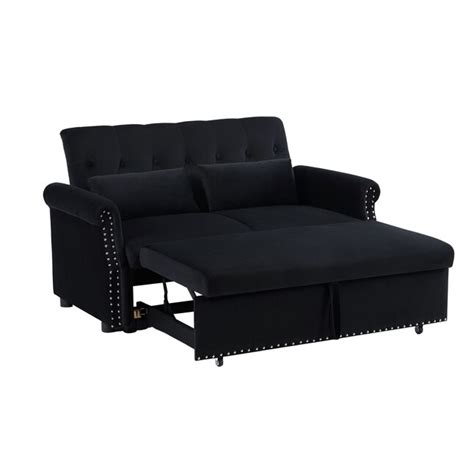 Runesay Sofa Bed Black Contemporarymodern Velvet Twin Sofa Bed Sofabed 9 At