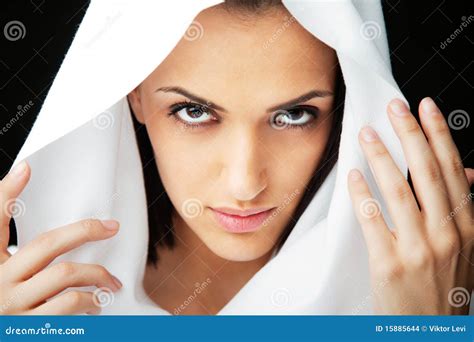 Woman Face With Veil Stock Photo Image Of Looking Veil 15885644