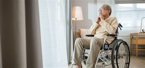 Premium Photo Asian Senior Man Disabled Sitting Alone In Wheelchair