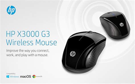 Amazon HP X3000 G3 Wireless Mouse Black 15 Month Battery Side