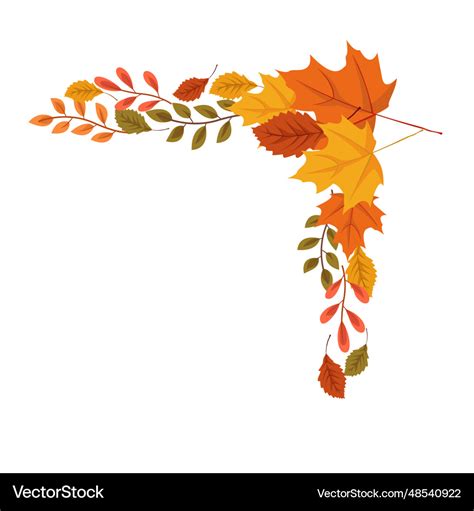 Corner Border Autumn Leaves Design Royalty Free Vector Image