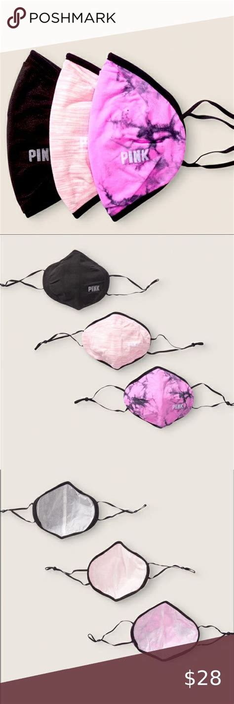 Victorias Secret Pink 3 Pack Reusable Mask Secret Pink Hair Tools Face Mask Set