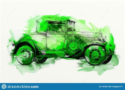 Arwork Engra ado Do Vintage Retro Cl ssico Velho Do Carro Ilustração