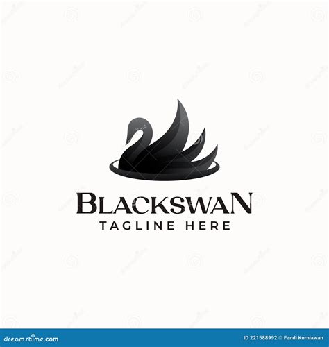 Black Swan Logo Template In Isolated White Background Stock Vector