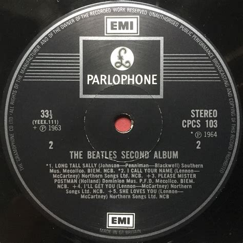 Nostalgipalatset Beatles Second Album Uk Export Uk Lp 1965