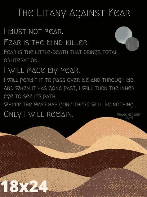 Litany Against Fear Printable Poster Frank Herbert Dune Etsy Frank