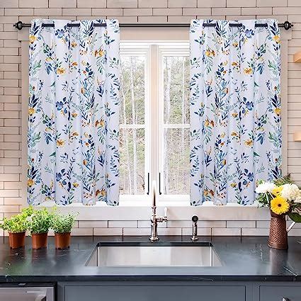 Mysky Home Kitchen Curtains Inch Long Floral Blackout Curtains