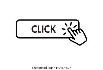 Click Here Button Hand Pointer Clicking Stock Vector Royalty Free