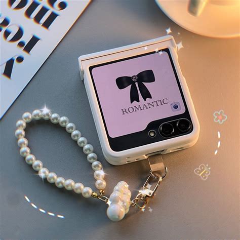 Cute Korean Kawaii 3d Cloud Beads Bracelet Chain White Simple Case For Galaxy Z Flip 5 6 Z Flip5