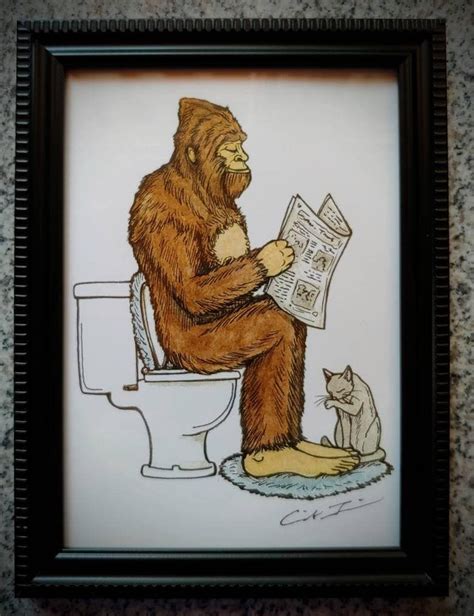 Framed Print Bigfoot Bathroom Buddies Part Two Nature Calls 5x7