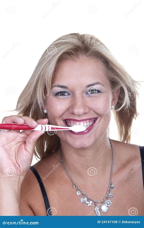 Woman Brushing Teeth Stock Photo Image Of Oral Teeth