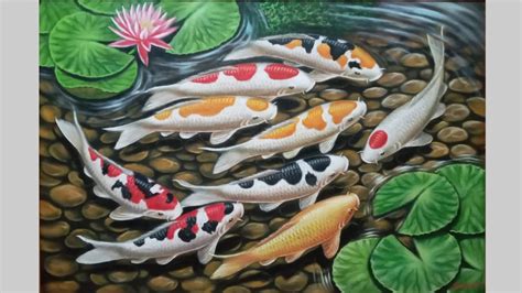 Cara Melukis Ikan Koi 80 X 120 Wono Wong Youtube