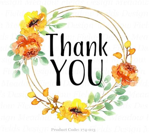 Thank You PNG Thank You Clipart Orange and Yellow Flowers - Etsy Canada